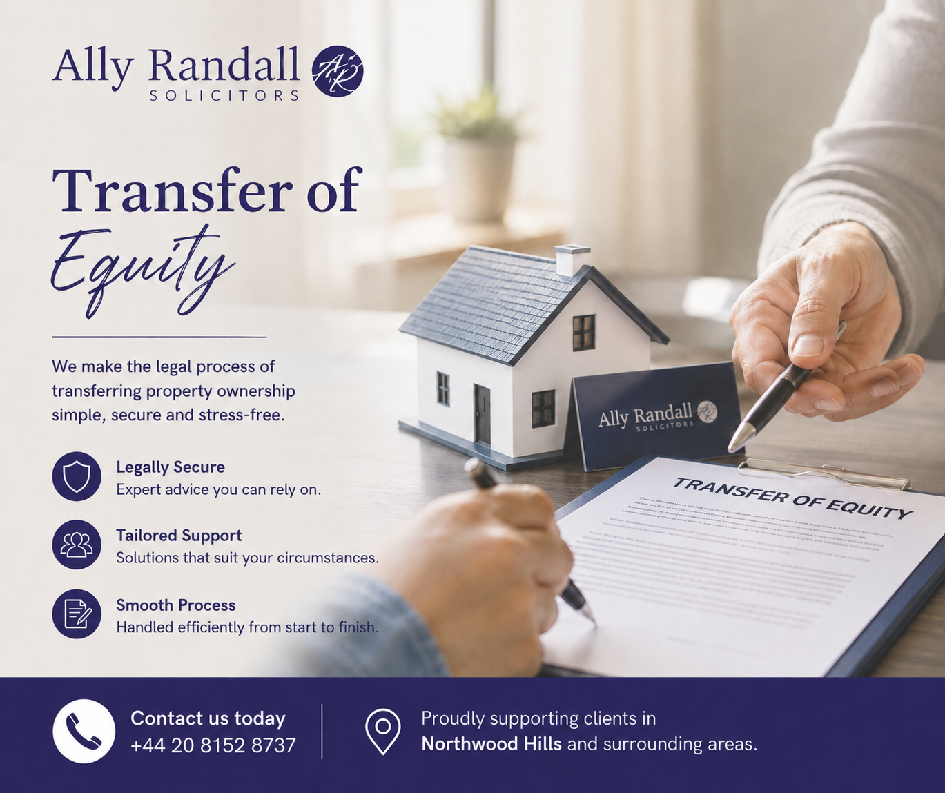 Transfer of equity solicitors in Northwood Hills advising clients